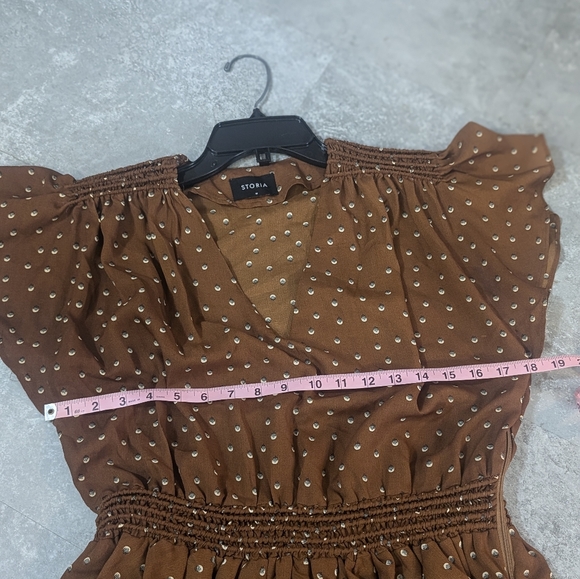Storia Ruffle Layer Mini Dress in Rust- Size M - Picture 6 of 8